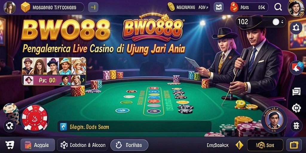 Gameplay BWO888 yang menarik dengan dealer langsung dan suasana kasino.