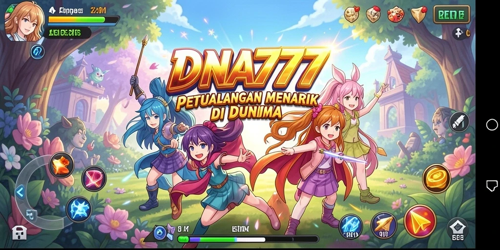 Gambaran gameplay menarik dari DNA777 dengan karakter anime.