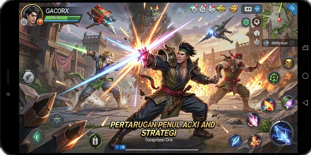 Tampilan gameplay GACORX yang intens dan mendebarkan.