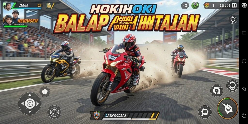 Gameplay balap motor seru dan penuh aksi di HOKIHOKI.