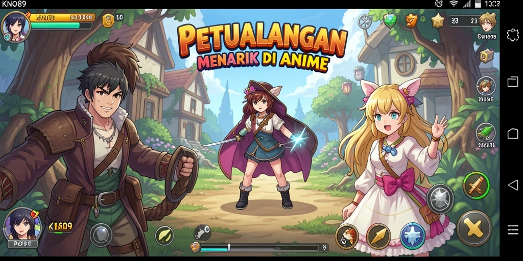 Tangkapan layar KNO89 menampilkan karakter Anime beraksi dalam pertempuran seru.