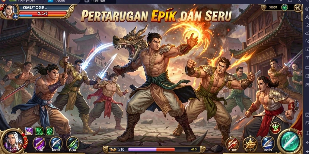 Tangkapan layar menampilkan aksi pertarungan mendebarkan dalam OMUTOGEL.