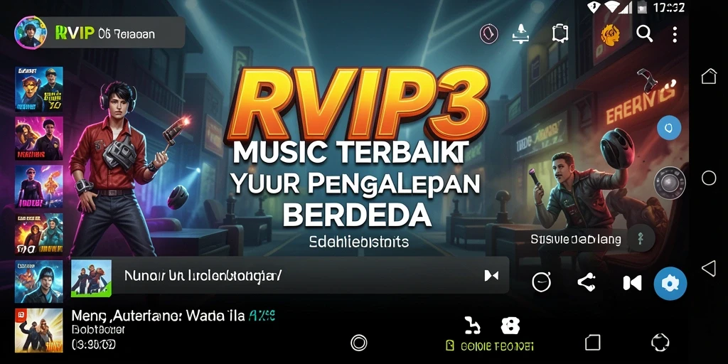 Tampilan screenshot gameplay RVIP3 menampilkan pemain bersaing dalam game musik.